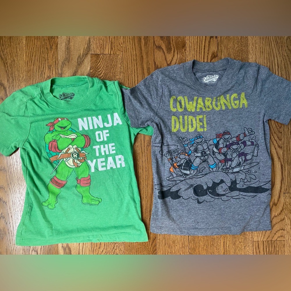 BOYS SIZE 5t set of two ninja turtle designed short sleeve t-shirts